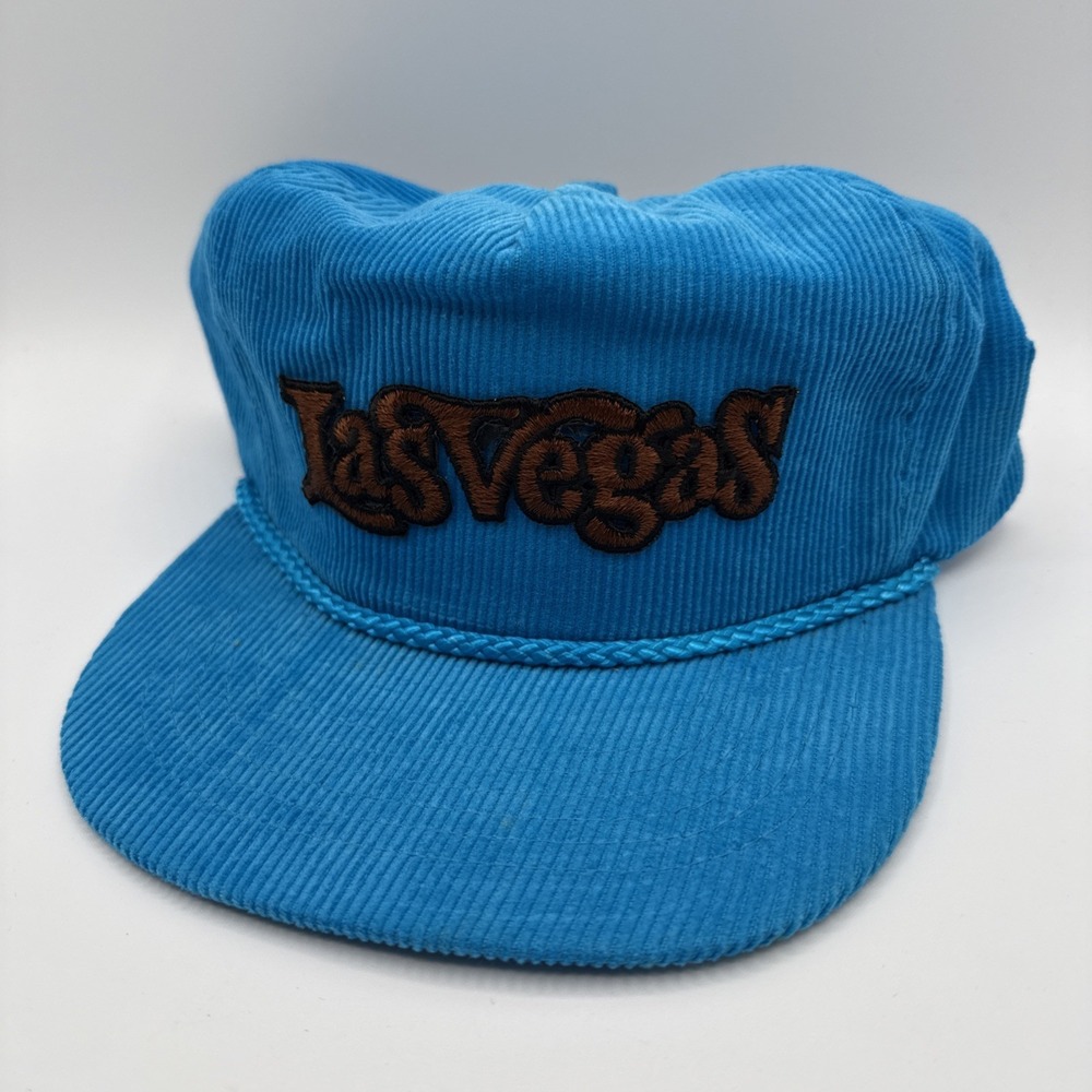 Vintage Las Vegas Corduroy Trucker Hat Blue Rope Strapback Otto